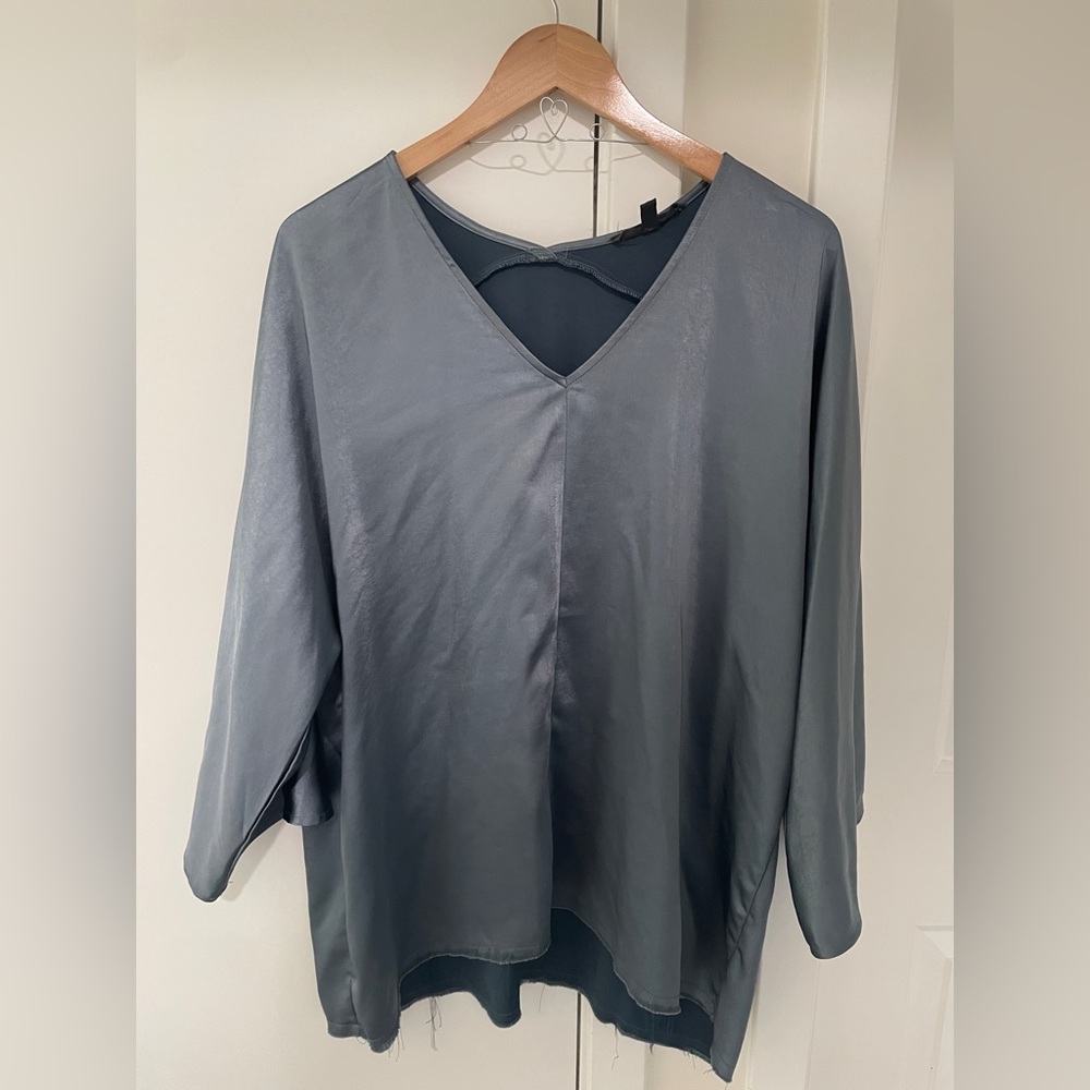 Silk blue blouse- size Large